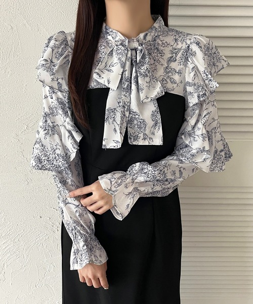 apres jour(アプレジュール)の「ドッキングフリル袖ワンピース【ZOZOTOWN限定アイテム】(ワンピース・レディース・ブルー系その他/グレー系その他/ブラック系その他・フリー/X-LARGE)」の11枚目の写真