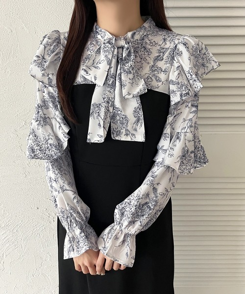 apres jour(アプレジュール)の「ドッキングフリル袖ワンピース【ZOZOTOWN限定アイテム】(ワンピース・レディース・ブルー系その他/グレー系その他/ブラック系その他・フリー/X-LARGE)」の12枚目の写真