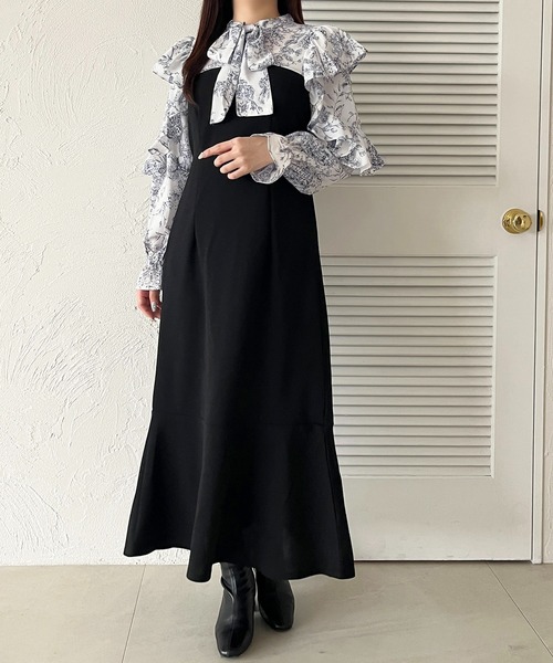 セール】ドッキングフリル袖ワンピース【ZOZOTOWN限定アイテム