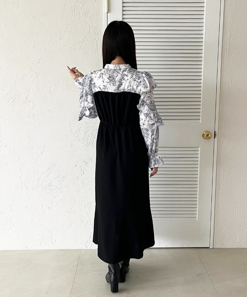 apres jour(アプレジュール)の「ドッキングフリル袖ワンピース【ZOZOTOWN限定アイテム】(ワンピース・レディース・ブルー系その他/グレー系その他/ブラック系その他・フリー/X-LARGE)」の9枚目の写真