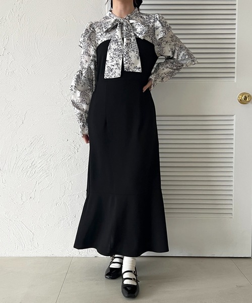 apres jour(アプレジュール)の「ドッキングフリル袖ワンピース【ZOZOTOWN限定アイテム】(ワンピース・レディース・ブルー系その他/グレー系その他/ブラック系その他・フリー/X-LARGE)」の7枚目の写真