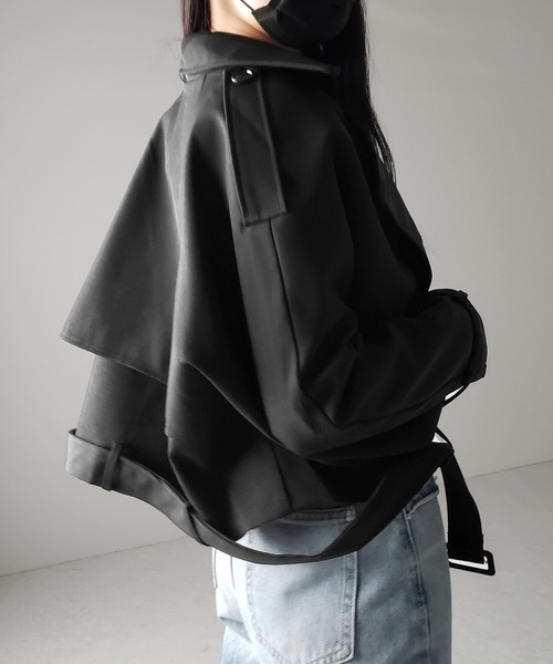 me+em select(ミームセレクト)の「※【 2color 】ベルテッドショートトレンチコート / belted short trench coat(トレンチコート・レディース・ブラック/ベージュ・FREE)」の17枚目の写真