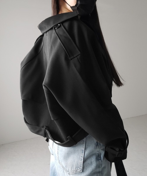 me+em select(ミームセレクト)の「※【 2color 】ベルテッドショートトレンチコート / belted short trench coat(トレンチコート・レディース・ブラック/ベージュ・FREE)」の21枚目の写真