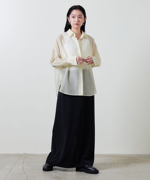 MARW UNITED ARROW シアー オーガンジー ブラウス　ブラック MARW UNITED ARROWS（マルゥ ユナイテッドアローズ）の「＜MARW