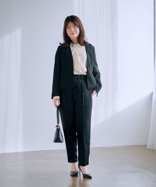COHINA(コヒナ)の「ラインラッフルブラウス 【低身長・小柄女性】(シャツ/ブラウス・レディース・ネイビー/ベージュ/ホワイト・ONE SIZE)」の9枚目の写真