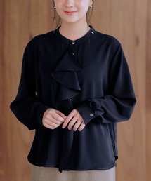 ラインラッフルブラウス 【低身長・小柄女性】