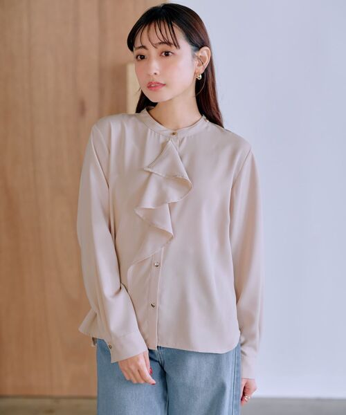 COHINA(コヒナ)の「ラインラッフルブラウス 【低身長・小柄女性】(シャツ/ブラウス・レディース・ネイビー/ベージュ/ホワイト・ONE SIZE)」の16枚目の写真