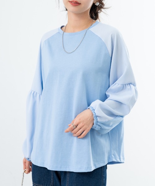 refinedworks(リファインドワークス)の「【refinedworks】ポコポコ とした動きのある 素材 が 可愛い プルオーバー !(Tシャツ/カットソー・レディース・ブルー/オフホワイト/グレイッシュベージュ・FREE)」の22枚目の写真