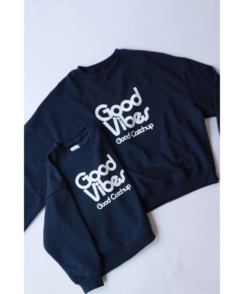 Catchup(ケチャップ)の「【Catchup】Good Vibes スウェットトップス(大人サイズ)(Tシャツ/カットソー・レディース・ライトグレー/ネイビー・LL/S/M/L)」の2枚目の写真