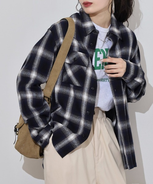BIG MIKE（ビッグマイク）の「BIG MIKE Light Flannel Shirts ライトフランネル長袖シャツ（シャツ/ブラウス・メンズ・ブラック×レッド/ブラック×グレー/ホワイト/ネイビー・XL/L/M）」の4枚目の写真