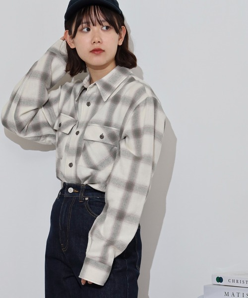 BIG MIKE（ビッグマイク）の「BIG MIKE Light Flannel Shirts ライトフランネル長袖シャツ（シャツ/ブラウス・メンズ・ブラック×レッド/ブラック×グレー/ホワイト/ネイビー・XL/L/M）」の5枚目の写真