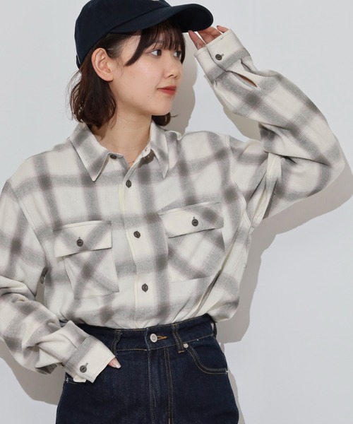 BIG MIKE（ビッグマイク）の「BIG MIKE Light Flannel Shirts ライトフランネル長袖シャツ（シャツ/ブラウス・メンズ・ブラック×レッド/ブラック×グレー/ホワイト/ネイビー・XL/L/M）」の7枚目の写真