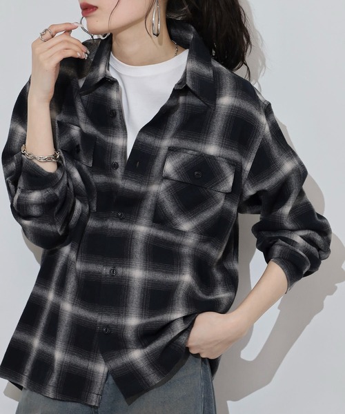 BIG MIKE（ビッグマイク）の「BIG MIKE Light Flannel Shirts ライトフランネル長袖シャツ（シャツ/ブラウス・メンズ・ブラック×レッド/ブラック×グレー/ホワイト/ネイビー・XL/L/M）」の10枚目の写真