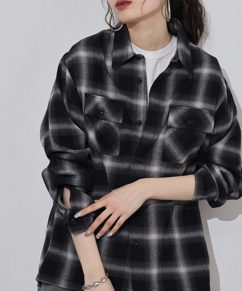 BIG MIKE（ビッグマイク）の「BIG MIKE Light Flannel Shirts ライトフランネル長袖シャツ（シャツ/ブラウス・メンズ・ブラック×レッド/ブラック×グレー/ホワイト/ネイビー・XL/L/M）」の11枚目の写真