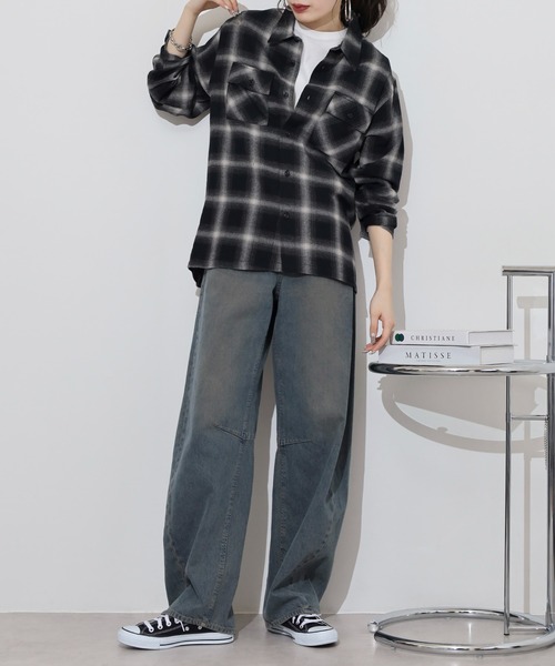 BIG MIKE（ビッグマイク）の「BIG MIKE Light Flannel Shirts ライトフランネル長袖シャツ（シャツ/ブラウス・メンズ・ブラック×レッド/ブラック×グレー/ホワイト/ネイビー・XL/L/M）」の12枚目の写真