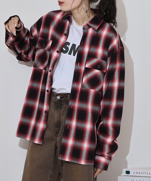 BIG MIKE（ビッグマイク）の「BIG MIKE Light Flannel Shirts ライトフランネル長袖シャツ（シャツ/ブラウス・メンズ・ブラック×レッド/ブラック×グレー/ホワイト/ネイビー・XL/L/M）」の13枚目の写真