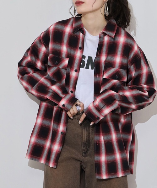 BIG MIKE（ビッグマイク）の「BIG MIKE Light Flannel Shirts ライトフランネル長袖シャツ（シャツ/ブラウス・メンズ・ブラック×レッド/ブラック×グレー/ホワイト/ネイビー・XL/L/M）」の14枚目の写真