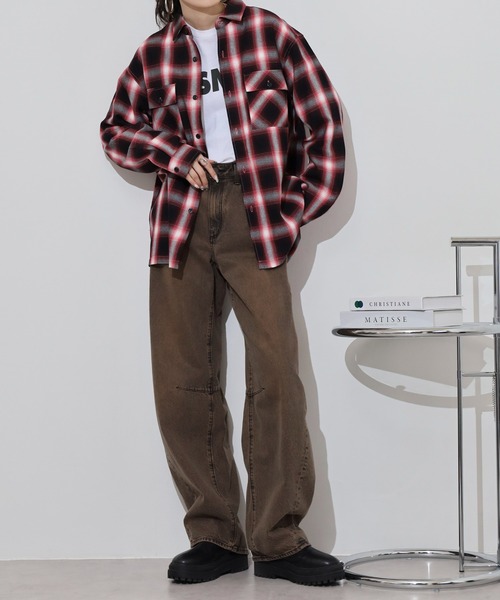 BIG MIKE（ビッグマイク）の「BIG MIKE Light Flannel Shirts ライトフランネル長袖シャツ（シャツ/ブラウス・メンズ・ブラック×レッド/ブラック×グレー/ホワイト/ネイビー・XL/L/M）」の16枚目の写真