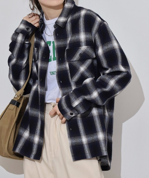 BIG MIKE（ビッグマイク）の「BIG MIKE Light Flannel Shirts ライトフランネル長袖シャツ（シャツ/ブラウス・メンズ・ブラック×レッド/ブラック×グレー/ホワイト/ネイビー・XL/L/M）」の17枚目の写真
