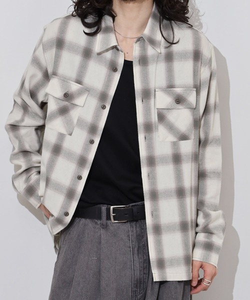 BIG MIKE（ビッグマイク）の「BIG MIKE Light Flannel Shirts ライトフランネル長袖シャツ（シャツ/ブラウス・メンズ・ブラック×レッド/ブラック×グレー/ホワイト/ネイビー・XL/L/M）」の22枚目の写真