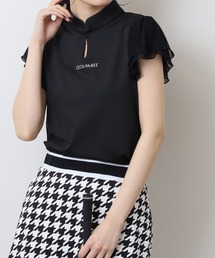 CECIL McBEE（セシルマクビー）の「袖チュールスタンドカラー半袖プルオーバー（Tシャツ/カットソー）」