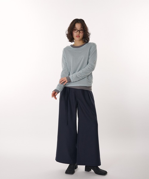 MUHET(ミュエータ)の「belted wide slacks pants / ポケット付きスラックスパンツ(スラックス・レディース・ネイビー/ブラウン・MEDIUM/SMALL)」の13枚目の写真