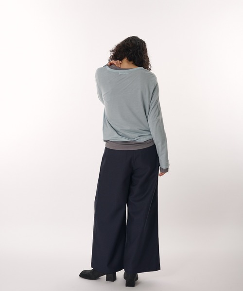 MUHET(ミュエータ)の「belted wide slacks pants / ポケット付きスラックスパンツ(スラックス・レディース・ネイビー/ブラウン・MEDIUM/SMALL)」の16枚目の写真