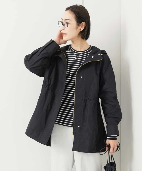 MICHEL KLEIN(ミッシェル・クラン)の「フード付きオーバーサイズコート(その他アウター・レディース・ブラック/アイボリー・38)」の2枚目の写真