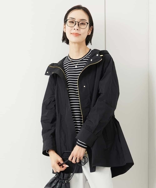 MICHEL KLEIN(ミッシェル・クラン)の「フード付きオーバーサイズコート(その他アウター・レディース・ブラック/アイボリー・38)」の5枚目の写真