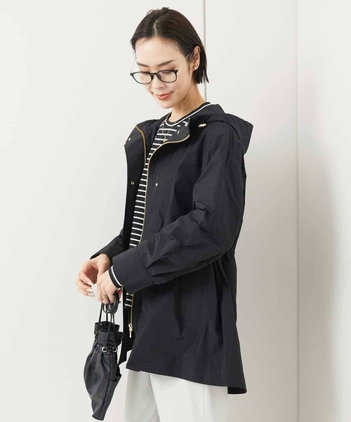 MICHEL KLEIN(ミッシェル・クラン)の「フード付きオーバーサイズコート(その他アウター・レディース・ブラック/アイボリー・38)」の6枚目の写真