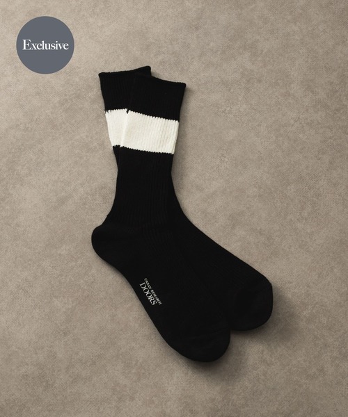 URBAN RESEARCH DOORS（アーバンリサーチドアーズ）の「『別注』Anonymous Ism×DOORS　シックストライプクルー（ソックス/靴下・メンズ・イエロー/ネイビー/ブラック・-）」の2枚目の写真