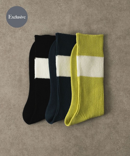 URBAN RESEARCH DOORS（アーバンリサーチドアーズ）の「『別注』Anonymous Ism×DOORS　シックストライプクルー（ソックス/靴下・メンズ・イエロー/ネイビー/ブラック・-）」の13枚目の写真