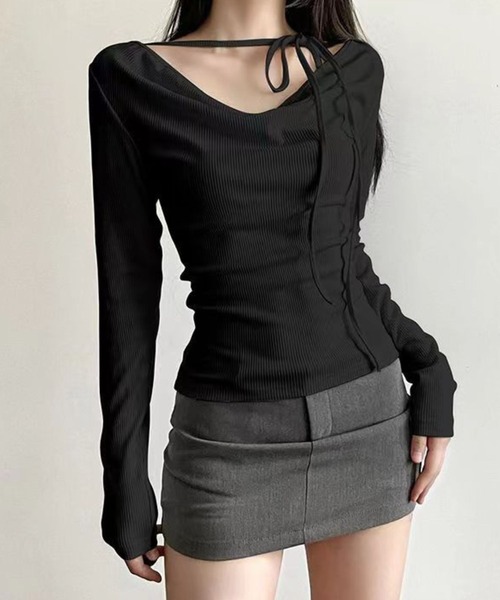 SPIGA(スピーガ)の「細リブボータイオフトップス(その他トップス・レディース・ホワイト/ブラック・LARGE/MEDIUM/SMALL/FREE)」の1枚目の写真
