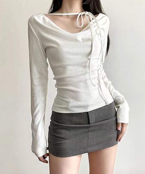 SPIGA(スピーガ)の「細リブボータイオフトップス(その他トップス・レディース・ホワイト/ブラック・LARGE/MEDIUM/SMALL/FREE)」の6枚目の写真