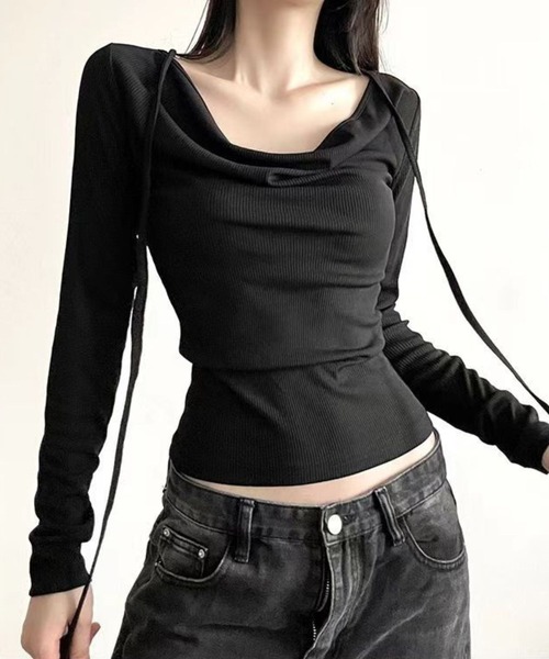 SPIGA(スピーガ)の「細リブボータイオフトップス(その他トップス・レディース・ホワイト/ブラック・LARGE/MEDIUM/SMALL/FREE)」の3枚目の写真