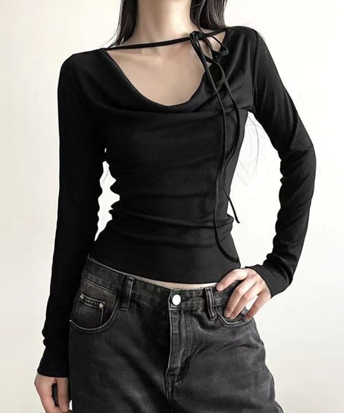 SPIGA(スピーガ)の「細リブボータイオフトップス(その他トップス・レディース・ホワイト/ブラック・LARGE/MEDIUM/SMALL/FREE)」の4枚目の写真