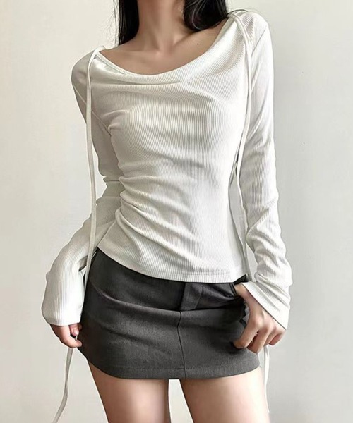 SPIGA(スピーガ)の「細リブボータイオフトップス(その他トップス・レディース・ホワイト/ブラック・LARGE/MEDIUM/SMALL/FREE)」の7枚目の写真