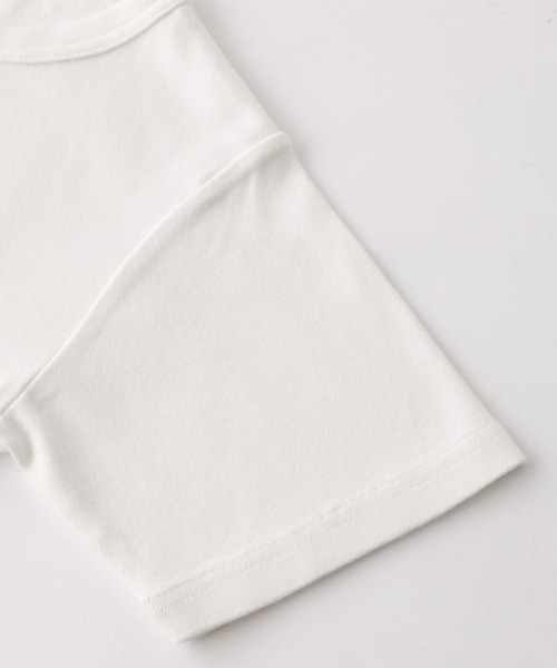 X-girl（エックスガール）の「CHENILLE EMBROIDERED LOGO MARK BABY TEE（Tシャツ/カットソー・レディース・ホワイト/ブラック/オリーブ・S/M）」の7枚目の写真