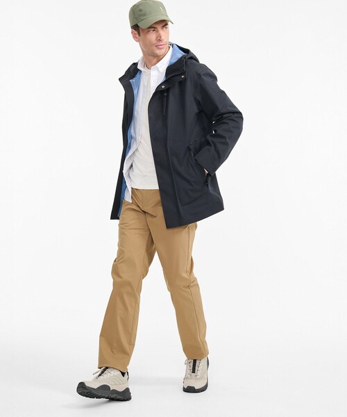 AIGLE(エーグル)の「MTD防水 透湿 フーデッドミドル丈ジャケット /マウンテンパーカー(マウンテンパーカー・メンズ・ブラック/キャメル・L/S/M/XL)」の3枚目の写真