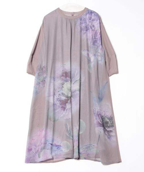 セール】551225：咲き誇る大輪柄 シフォンワンピース（ワンピース  