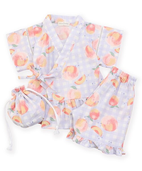 Ampersand（アンパサンド）の「【ジュニア対応】夏のおめかしフリル甚平（浴衣・キッズ・ラベンダー/ネイビー/ピンク/レッド・80/90/100/110/120/130/140）」の2枚目の写真