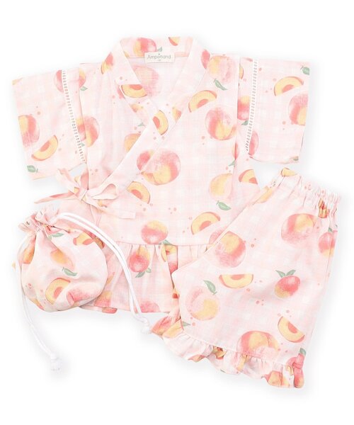 Ampersand（アンパサンド）の「【ジュニア対応】夏のおめかしフリル甚平（浴衣・キッズ・ラベンダー/ネイビー/ピンク/レッド・80/90/100/110/120/130/140）」の3枚目の写真