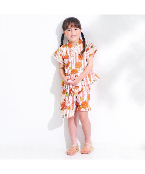 Ampersand（アンパサンド）の「【ジュニア対応】夏のおめかしフリル甚平（浴衣・キッズ・ラベンダー/ネイビー/ピンク/レッド・80/90/100/110/120/130/140）」の5枚目の写真