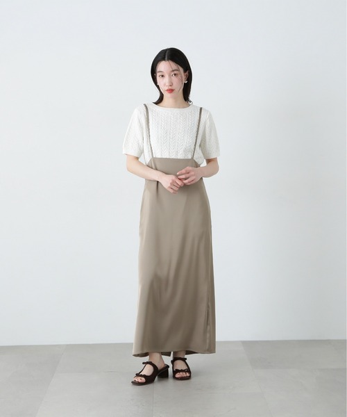 ニット セーター ミニケーブル半袖ニット レディース N.Natural Beauty Basic ニット セーター ミニケーブル半袖