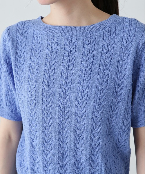 N.(N. Natural Beauty Basic)(エヌエヌナチュラルビューティーベーシック)の「ミニケーブル半袖ニット(ニット/セーター・レディース・オフホワイト/ブルー/ネイビー/ピンク・MEDIUM)」の21枚目の写真