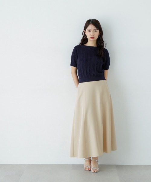 N.(N. Natural Beauty Basic)(エヌエヌナチュラルビューティーベーシック)の「ミニケーブル半袖ニット(ニット/セーター・レディース・オフホワイト/ブルー/ネイビー/ピンク・MEDIUM)」の10枚目の写真