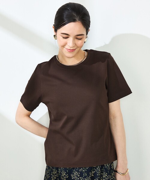 NOLLEY'S Sophi W&W チャコールグレー半袖Tシャツ通勤にお仕事に ノーリーズソフィー NOLLEY'S sophi W&Wショート丈Tシャツ