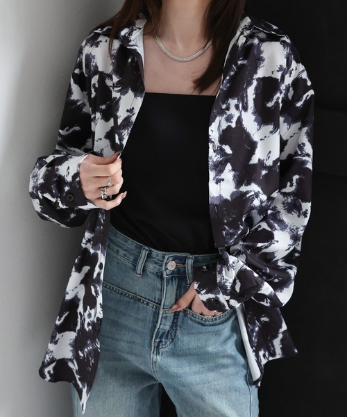 CREARE -LINO-（クレアーレリノ）の「〈ユニセックス商品〉転写プリント ルーズ総柄シャツ（シャツ/ブラウス・メンズ・ブラック・M/S）」の10枚目の写真