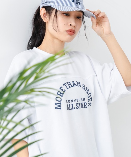 CONVERSE（コンバース）の「【CONVERSE/コンバース】フットボールチュニック（Tシャツ/カットソー・レディース・ブラック/ブラウン/オフホワイト/チャコールグレー・LARGE/MEDIUM）」の2枚目の写真