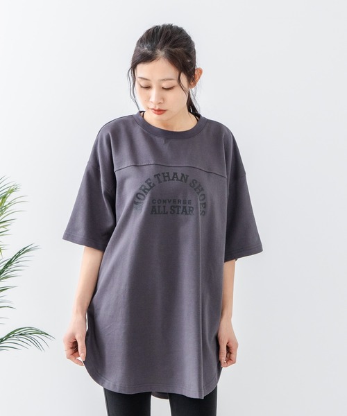 CONVERSE（コンバース）の「【CONVERSE/コンバース】フットボールチュニック（Tシャツ/カットソー・レディース・ブラック/ブラウン/オフホワイト/チャコールグレー・LARGE/MEDIUM）」の10枚目の写真